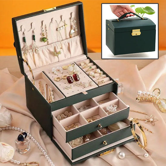 Boîte à Bijoux Multifonction en Cuir