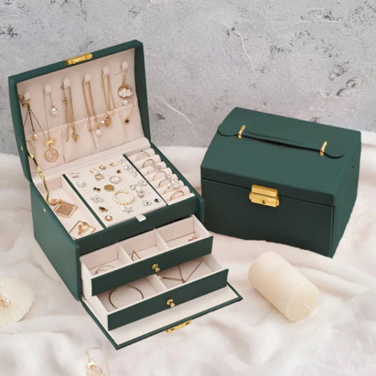 Boîte à Bijoux Multifonction en Cuir
