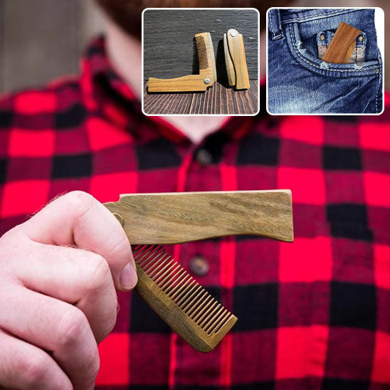 Peigne à Barbe Pliant en Bois