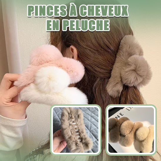 Grandes Pinces à Cheveux en Peluche