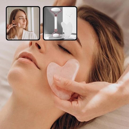 Rouleau de Massage pour le Visage et Planche Guasha
