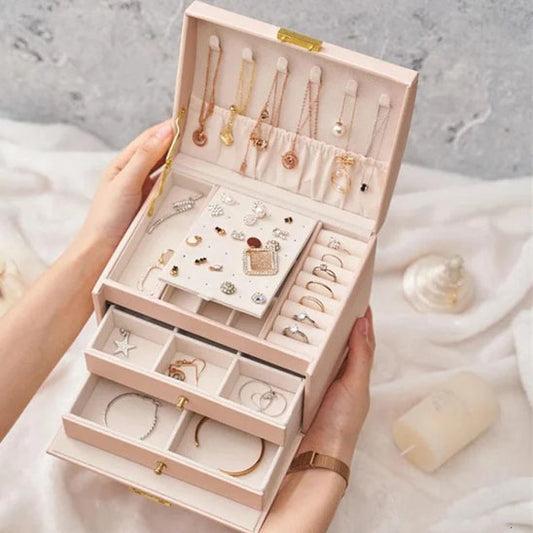 Boîte à Bijoux Multifonction en Cuir