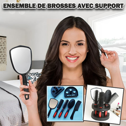Ensemble de Brosses a Cheveux avec Support
