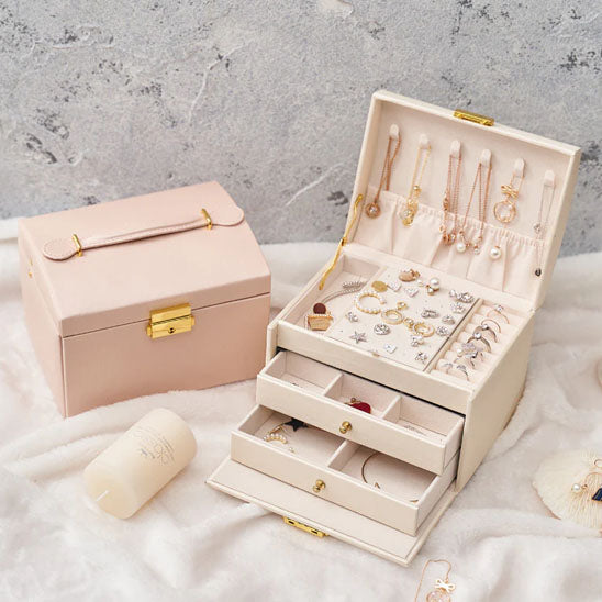 Boîte à Bijoux Multifonction en Cuir